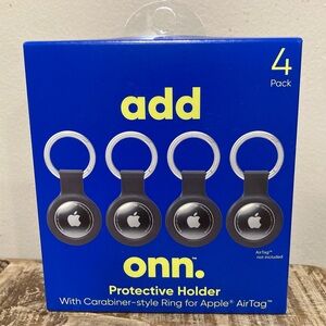 Onn Black Protective Holder for Apple AirTag Set of 4